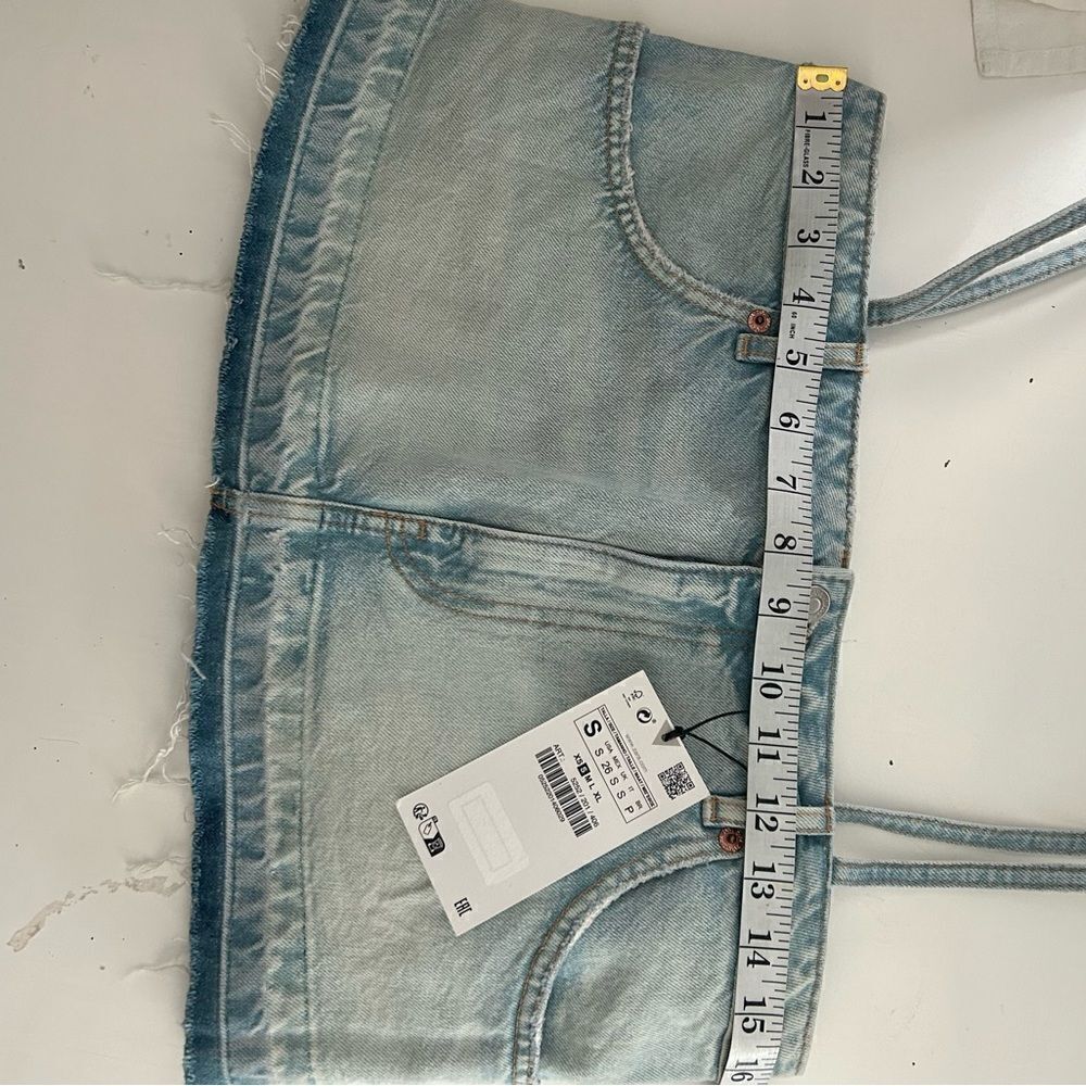 ZARA Crop Top Size Small Denim Sleeveless Raw Hem New with tags - Picture 11 of 11